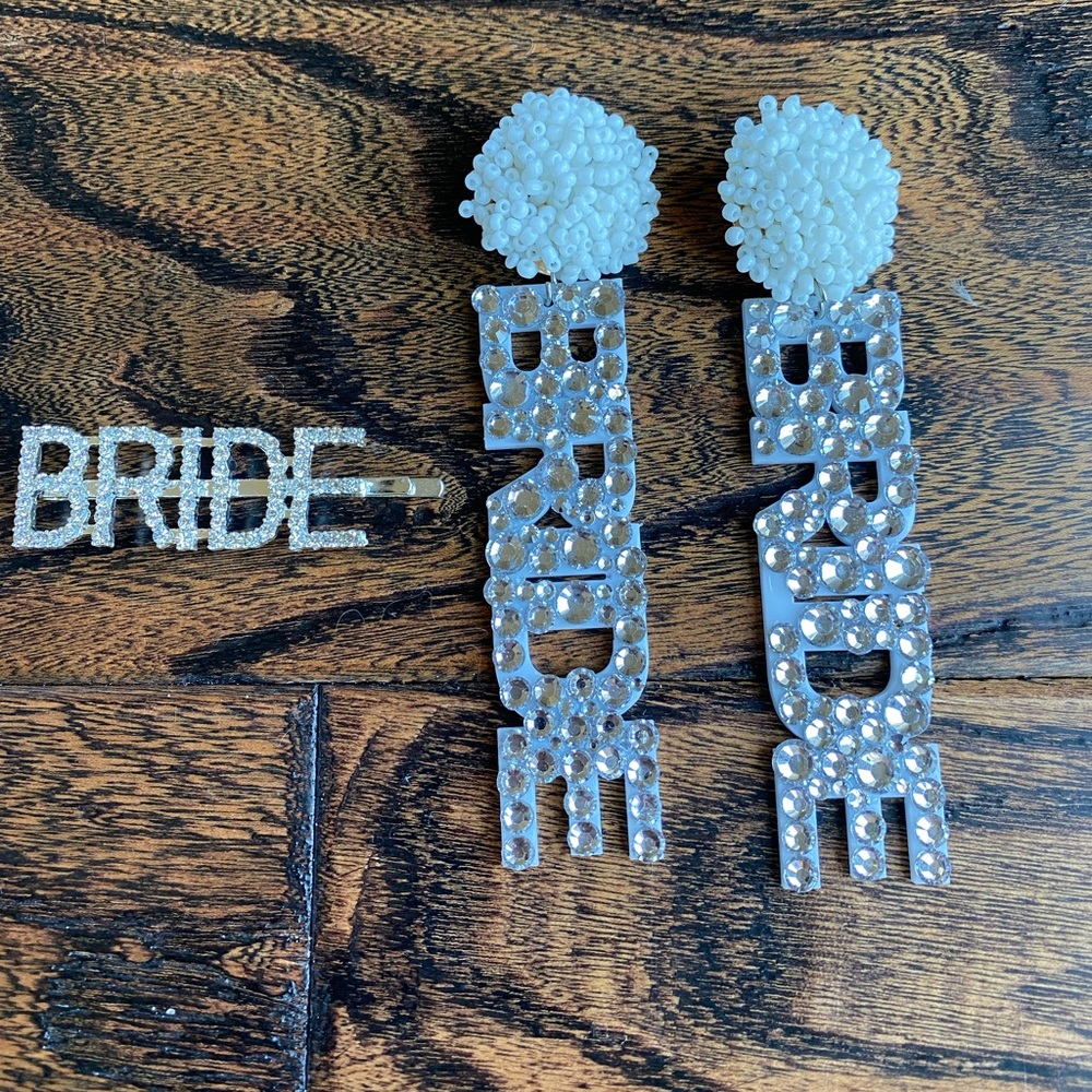 Bride Bobby Pin Clip & Bride Earrings